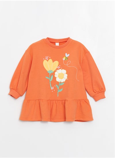 Buy Crew Neck Patterned Baby Girl Dress in Egypt