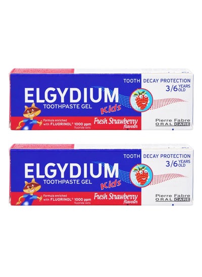 Buy Elgydium Pack Of 2 Kids Toothpaste Fresh Strawberry 50ml in Saudi Arabia