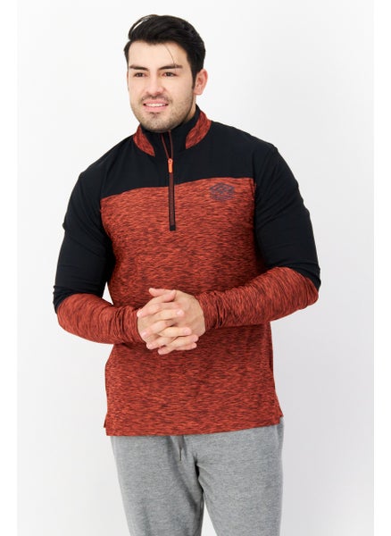 Buy Men Sportswear Fit Training Sweatshirt, Black/Rust Combo in Saudi Arabia