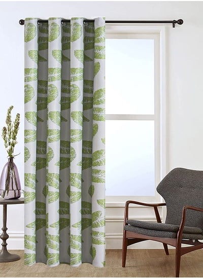 Buy 1-Piece Fresh Banana Leaf Printied Blackout Curtain White/Green 140 x 240centimeter in UAE