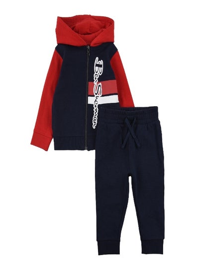 Buy Ben Sherman Toddler Mod Script Zip Through Hoodie and Joggers Set Blue in UAE