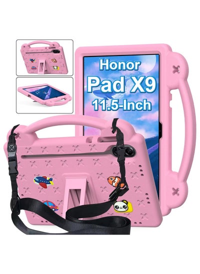 Buy Case Compatible with Honor Pad X9 11.5 Inch, DIY Accessories for Kids, Shockproof Case with [Pencil Holder] [Shoulder Strap] [Handle Stand], Pink in UAE