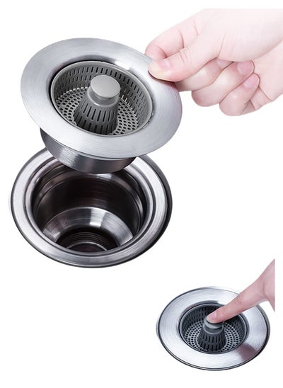 اشتري 3-in-1 Kitchen Sink Stopper Strainer, 304 Stainless Steel Pop Up Sink Stopper Anti-Clogging Sink Strainers, for Kitchen Sink Accessories for US Standard 3-1/2 inch Drain Filter في السعودية