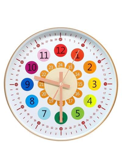 اشتري Learning Clock for Kids, Telling Time Teaching Clock, Kids Room Wall Decor, Silent Non Ticking Analog Battery Operated Learning Clock for Kids Room, Bedrooms, Playroom, School في الامارات