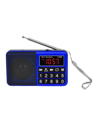 Buy Y-928 TF card speaker portable FM mini radio outdoor audio player Blue in UAE