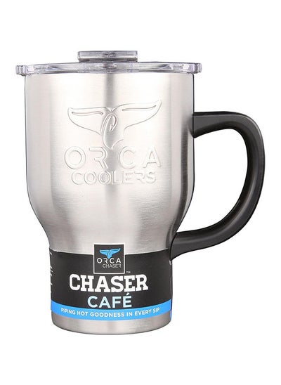 Buy Orca Chaser Stainless Thermal Mug With Handle And Transparent Cover 591 Ml Silver Black in Egypt