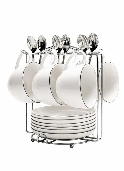 اشتري Coffee Cup Holder, Stainless Steel Cup Holder, Display And Organizer Cup Plate Organizer, Creative Kitchenware Storage Cup Holder For Kitchen Counter, Cabinet, Table (6 Cups 6 Plates, Silver) في الامارات