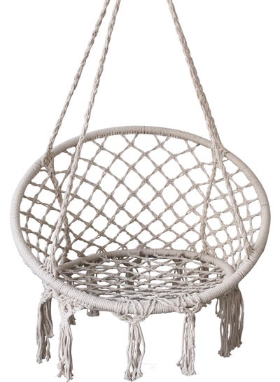 Buy Hanging Hammock Round Swing Chair Cotton Linen in Saudi Arabia