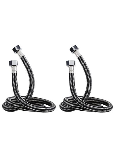 اشتري Braided Hose 2 Meter, 2 Pieces Stainless Steel Flexible Hot Cold Water Plumbing Inlet Pipe 1/2inch for Bathroom Kitchen Sink Toilet Taps Heaters (G1/2 X G1/2) Black في الامارات