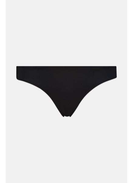 Buy Women Solid Ruched Detail Bikini Bottom, Black in UAE