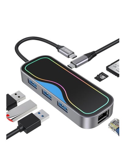 Buy USB C Hub, 7 in 1 USB-C Hub Multiport Adapter with Gigabit Ethernet, 100W PD Charging, 3 USB 3.0 Ports, SD/TF, 1Gbps Ethernet to USB C, USB C Dock for Laptop,MacBook M1/M2, iPad, iMac, XPS, Surface, H in Saudi Arabia