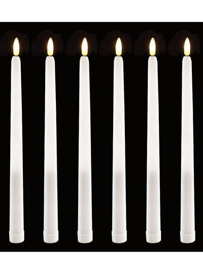 Buy LED Taper Candles with Remote, 6 Pcs 28cm Long LED Flameless Flickering Window Candles Battery Operated White Candle for for Home, Restaurant, Wedding in UAE