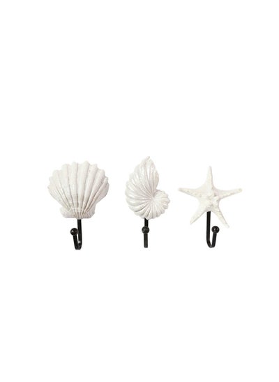 Buy Coat Hooks Wall Mounted, KASTWAVE Beach Themed Wall Hooks Towel Hat Coat Hangers Sea Star Seashell Wall Decorations for Bathroom Bedroom or Kitchen (3pcs) in UAE