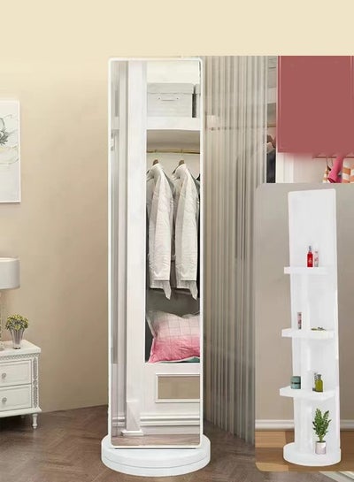 اشتري Multifunctional Full Body Rotating Dressing Mirror Bedroom Floor Coat and Cap Storage في الامارات