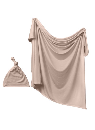 اشتري Stretchy Bamboo Spandex Swaddle & Hat- Mocha في الامارات