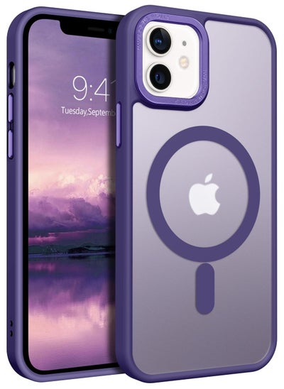 Buy Magnetic Case for iPhone 12/12 Pro, Compatible with MagSafe Shockproof Protection Cover, Translucent Matte Phone Case with Strong Magnet, Slim Case for Apple 12/12 Pro 6.1 Inch (2020)(Purple) in Saudi Arabia