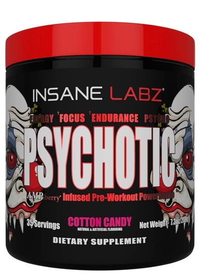 Buy Insane Labz Psychotic, High Stimulant Pre Workout Powder, Extreme Lasting Energy, Focus and Endurance with Beta Alanine, Creatine Monohydrate DMAE, 35 Srvgs (Cotton Candy) in UAE