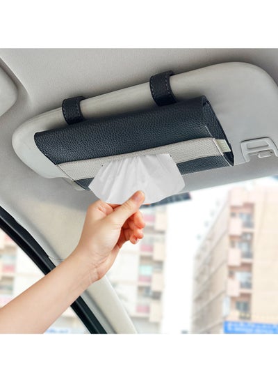 Buy Leather Car Visor Tissue Holder (Black) in UAE