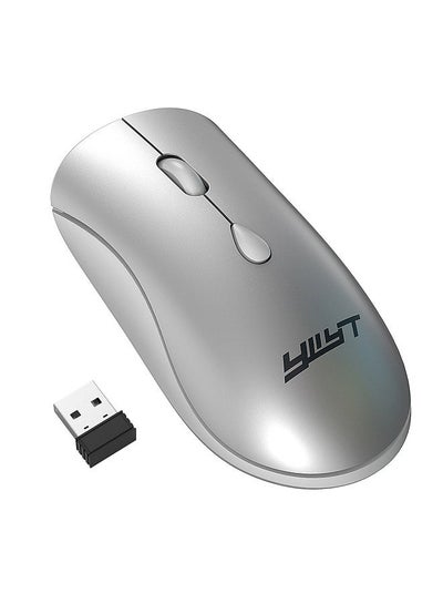 Buy G864 2.4G Wireless Mouse Ergonomic Design 3-gear Adjustable DPI Built-in 500mAh Rechargeable Lithium Battery Silver in Saudi Arabia