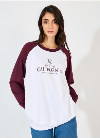 Buy Oversized Longline Slogan Print Sweatshirt in Saudi Arabia