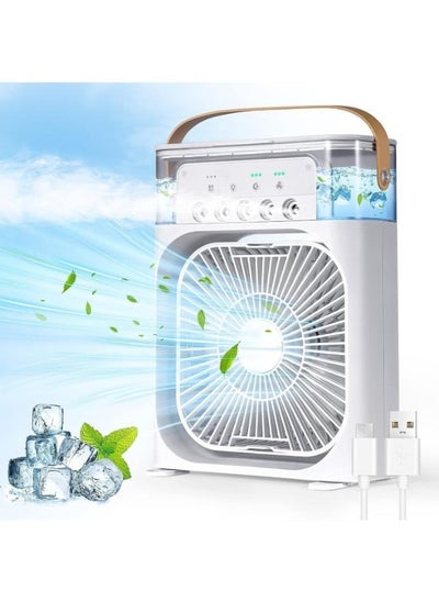 Buy Portable Air Conditioner Fan Mini Evaporative Air Cooler with 7 Colors LED Light 1/2/3 H Timer 3 Wind Speeds and 3 Spray Modes for Office Home Dorm Travel in UAE