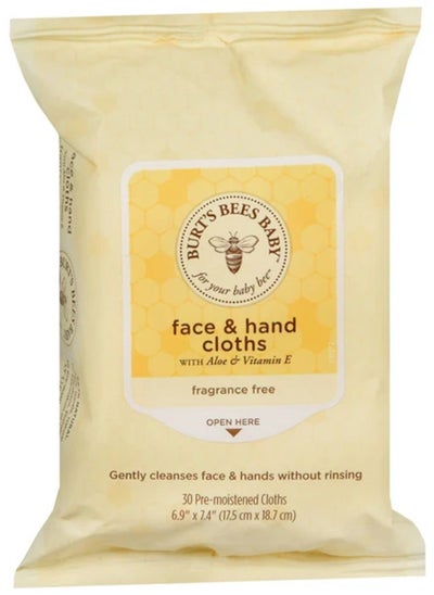 اشتري BURT'S BEES BABY Face & Hand Cloths-30 Pre-moistened Cloths في الامارات