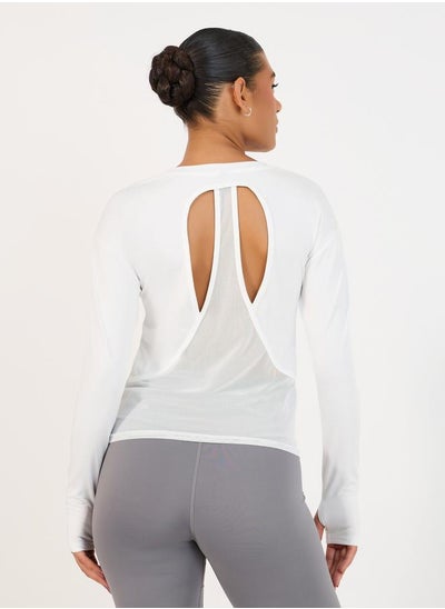 Buy Double Layer Open Back Long Sleeves Yoga Top in Saudi Arabia