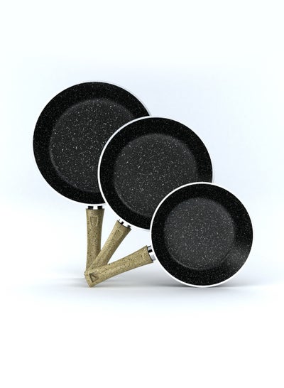 Buy Granite Pro Pan Set - 3 Piece - Size 20, 24, 28 - Black in Egypt