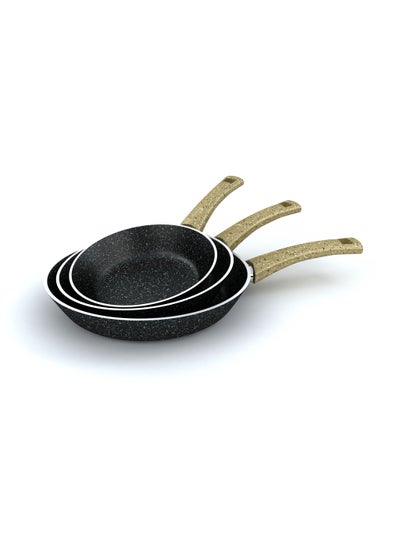 Buy Granite Pro Pan Set - 3 Piece - Size 20, 24, 28 - Black in Egypt