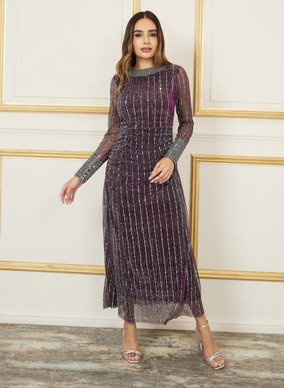 اشتري Embellished Shimmer Shift Maxi Dress في السعودية