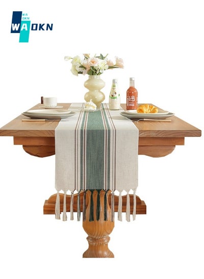 Buy Hand-woven tassel table runner, Country Farmhouse Modern Minimalist Home Dining Table Tablecloth, Polyester Table Cover for Table Decoration, Festive Parties & Weddings (33*200cm) in Saudi Arabia