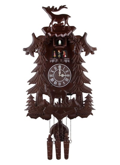 اشتري Vivid Large Deer Handcrafted Wood Cuckoo Clock with 4 Dancers Dancing with Music في الامارات