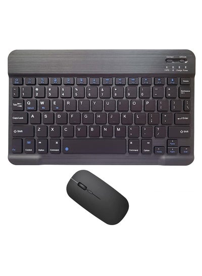 اشتري Arabic and English Bluetooth Keyboard and Mouse Combo, Ultra-Slim Portable Compact Wireless Mouse Keyboard Set for IOS Android Windows Tablet Phone iPhone iPad Pro Air Mini في الامارات