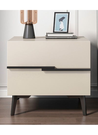 Buy Nightstand with 2 Drawers Bedside Table Night Stand End Table Dresser for Home, Bedroom Accessories Beige 44*41*48cm in UAE