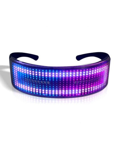 اشتري Customizable Full Color Shining Glasses, Programmable Bluetooth 4.0 RGB Fullcolor Glowing LED Glasses, USB Rechargeable Future Style LED Light Up Glasses (full color) في الامارات