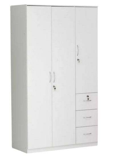 Buy 3 Door Wooden Wardrobe Cabinet Cupboard Engineered Wood Perfect Modern Stylish Heavy Duty in UAE