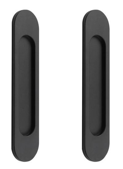 Buy Self-Stick Oval Sliding Door Pulls, 2pcs Matte Gold Aluminum Alloy Flush Pull Punch-Free Handle for Sliding Barn Door Windows Cabinets (Matte Black) in UAE