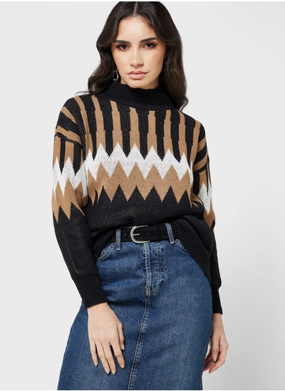 Buy Turtleneck Printed Sweater in UAE