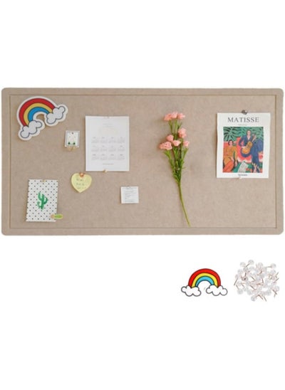 Buy Foldable Large Felt Bulletin Board, Folding Cork Board Alternative, Decorative Picture Framed Display Board with 20 Rose Pins, Camel 90*120cm in UAE