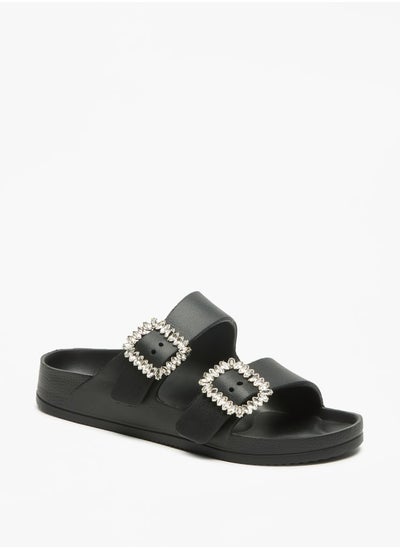 اشتري Solid Slip-On Sandal with Embellished Buckle في السعودية