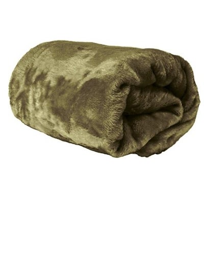 Buy Single Micro Fleece Flannel Blanket - 260 GSM, Super Plush And Comfy Throw Blanket, Size: 150 x 200cm, Olive in UAE