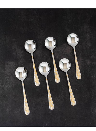 Buy Stainless steel soup spoon with 6 pieces in Saudi Arabia