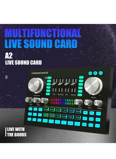 اشتري Audio Mixer Professional Live Sound Card Studio Record Soundcard Bluetooth Microphone Mixer Voice Changer Live Streaming Audio Sound Mixer for Streaming Podcasting Gaming في الامارات