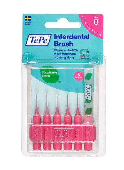 Buy TePe Interdental Brush Pink 0.4mm 6's Size 0 in UAE