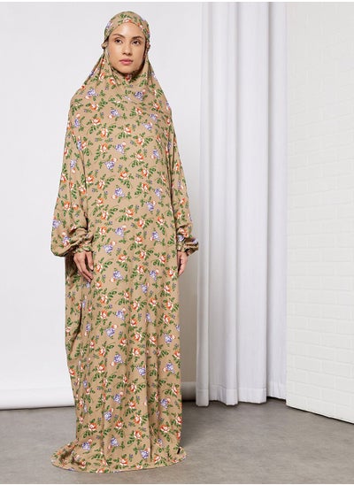 Buy Praying Dress With Floral Prints And With Attached Veil in Saudi Arabia