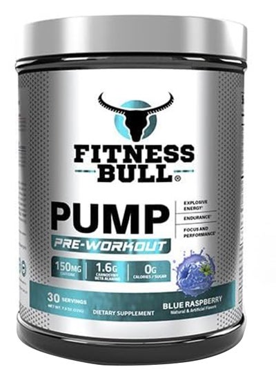 Buy Pump Pre Workout Blue Raspberry Explosive energy Endurance Focus and Performance Dietary Supplement 30 Servings 225g in UAE