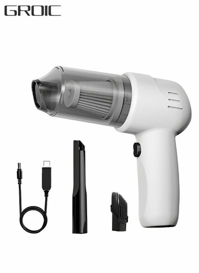 Buy Car Vacuum Cleaner, Portable Mini Handheld Vacuum Cleaner High Power 9000PA Suction, 12V DC, Handheld with Whole Car Detailing Kit for Car Interior (White) in UAE