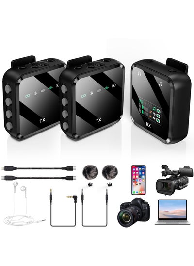 Buy Wireless Lavalier Microphone, 2.4G lavalier microphone wireless (2TX + 1RX), For iPhone/Android, Professional Recording Mini Microphone for Interview YouTube Facebook Live-stream in Saudi Arabia