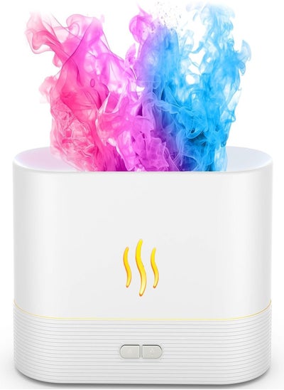 Buy Humidifier, Essential Oil Diffuser with LED Flame Light - 7 Colors, 180ml (8 Hours), Noiseless Operation, Auto-Off Protection, Perfect for Home Bedroom Office Gift (White) in Egypt