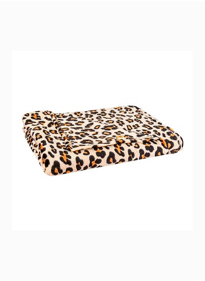 اشتري Elite Home Brown Leopard Printed Soft & Cozy Flannel Fleece Blanket Double Size (200x220 cm) for All Season في الامارات